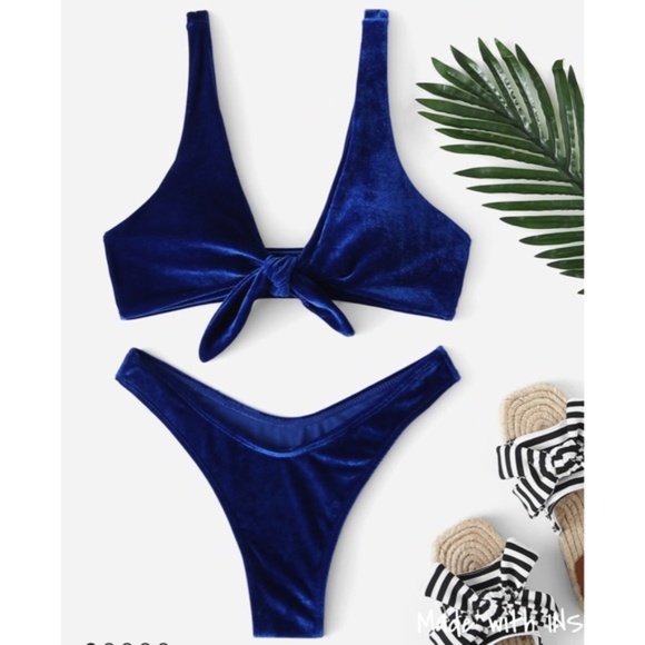 SOLD...SOLD...Blue Velvet High Leg Bikini Size S - Picture 4 of 6